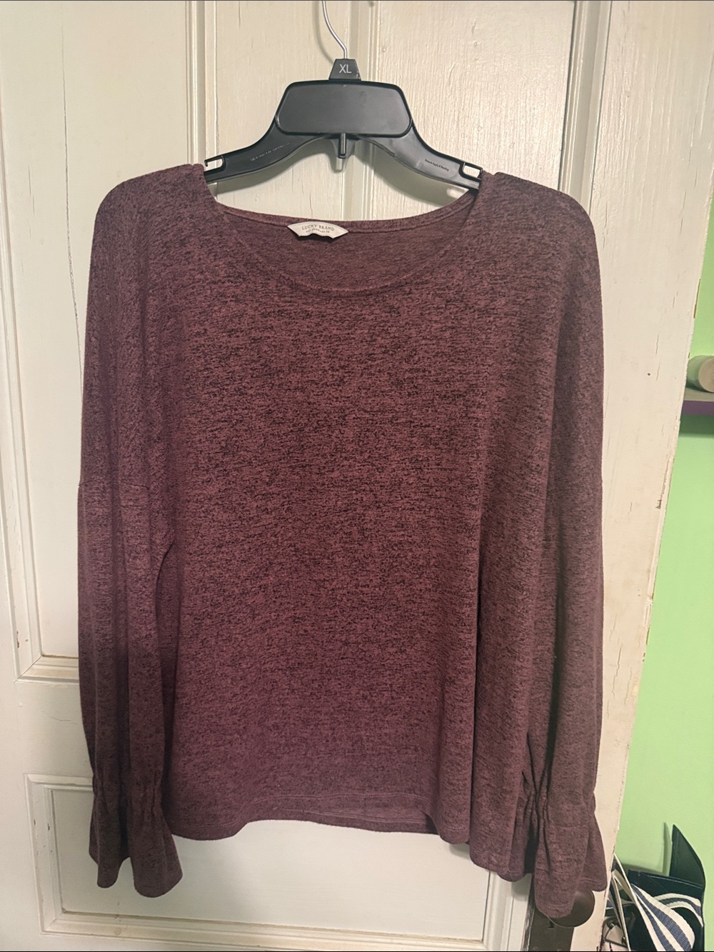 Lucky Brand Maroon Heather Long-Sleeve Crew Neck Top